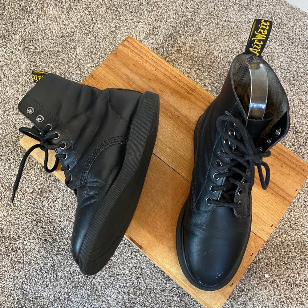 - Dr Doc Martens Black Leather Lace-Up Whiton Combat Ankle Eight Eye Boot …